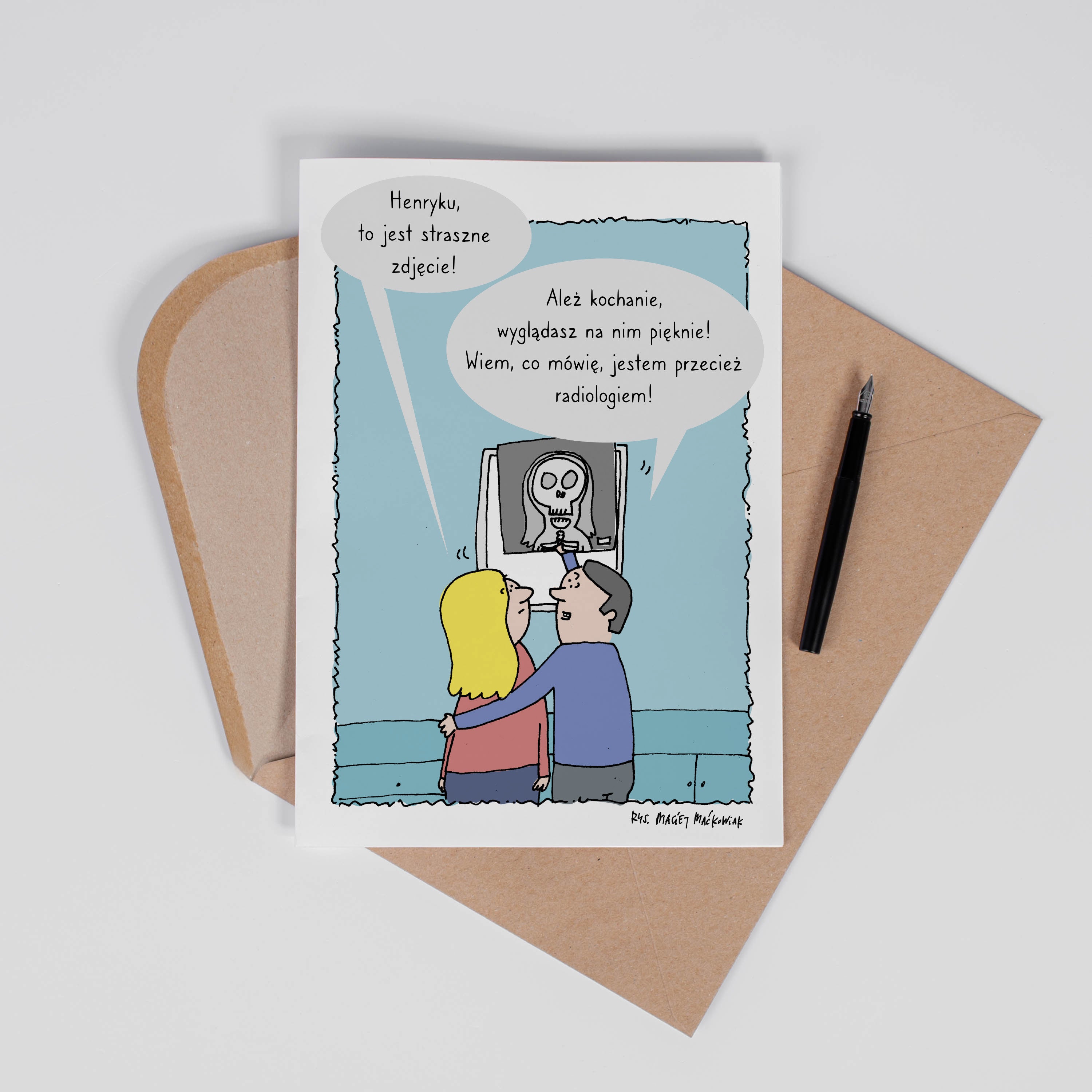 Alt: Kartka A4 na prezent dla radiologa kartka dla radiologa personalizowana A4