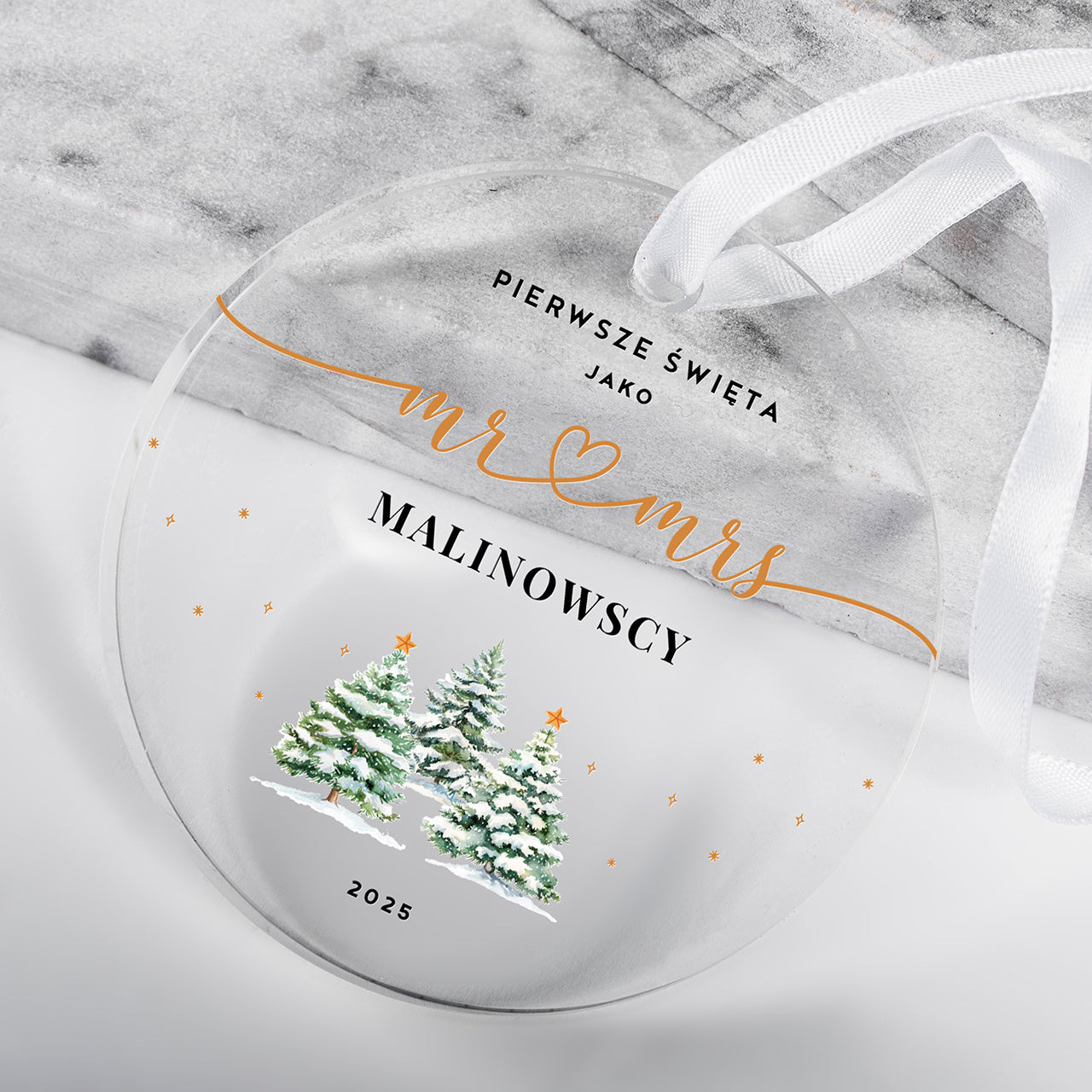 Zawieszka świąteczna dla nowożeńców - Mr & Mrs prezent dla pary prezent na święta