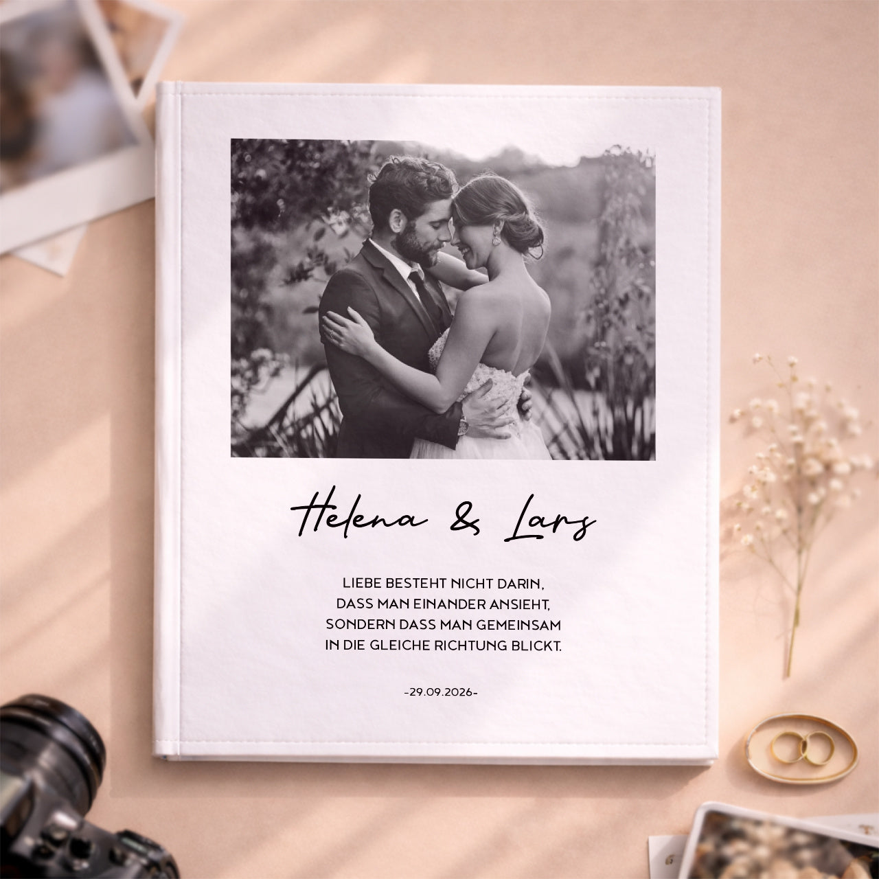Personalisiertes HOCHZEITSALBUM für eingeklebte Fotos
