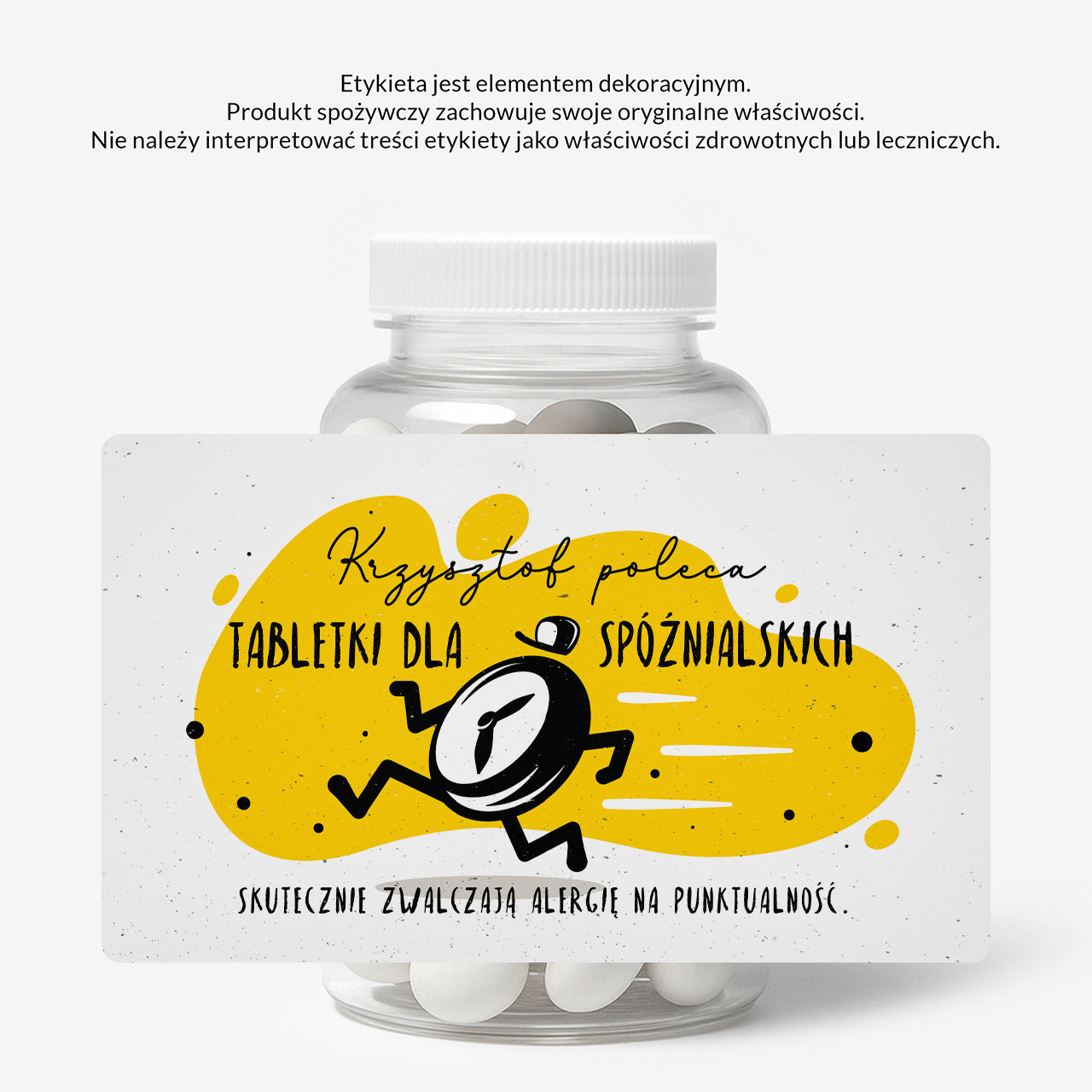 Zestaw cukierków miętowych z etykietą do personalizacji - śmieszny prezent dla spóźnialskich cukierki miętowe