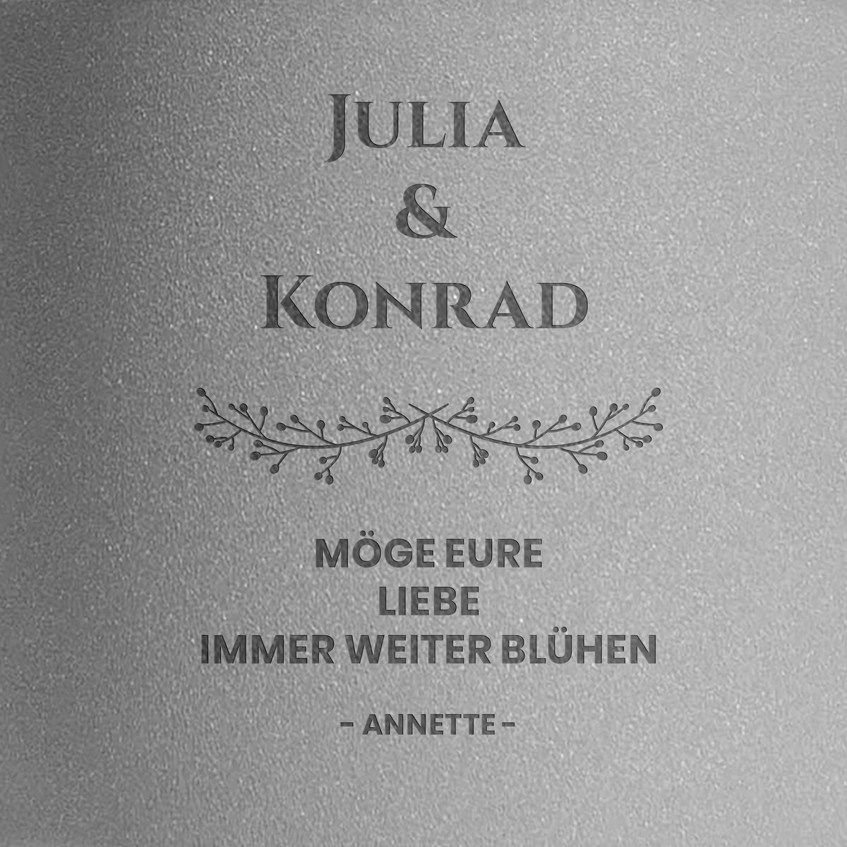 Gravierte Blumentopfhülle AUSSERGEWÖHNLICHES GESCHENK ZUM HOCHZEITSTAG