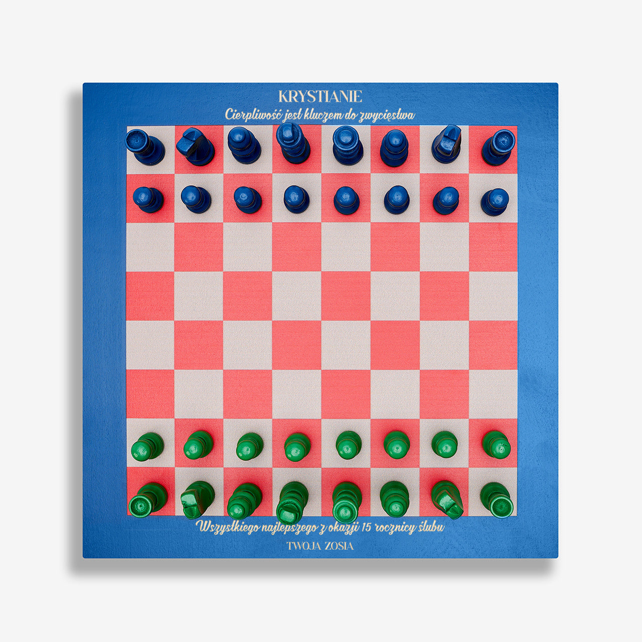  Drewniane szachy personalizowane - prezent dla męża na rocznicę prezent rocznicowy zestaw szachowy