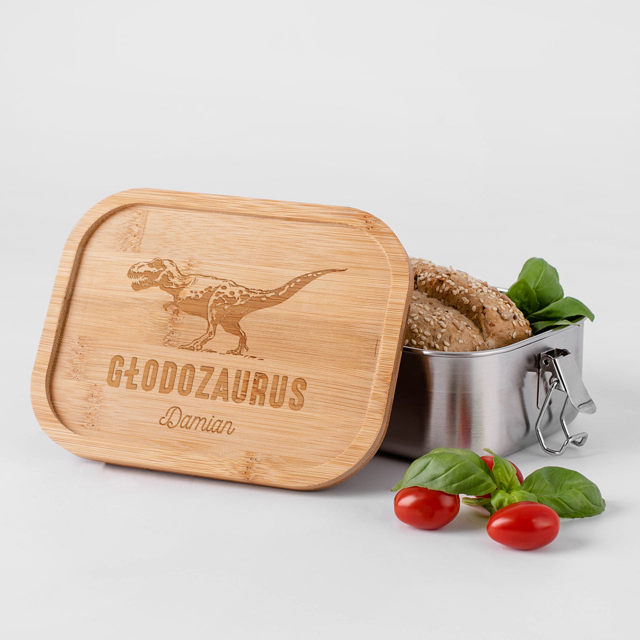 Grawerowana śniadaniówka dla miłośnika dinozaurów