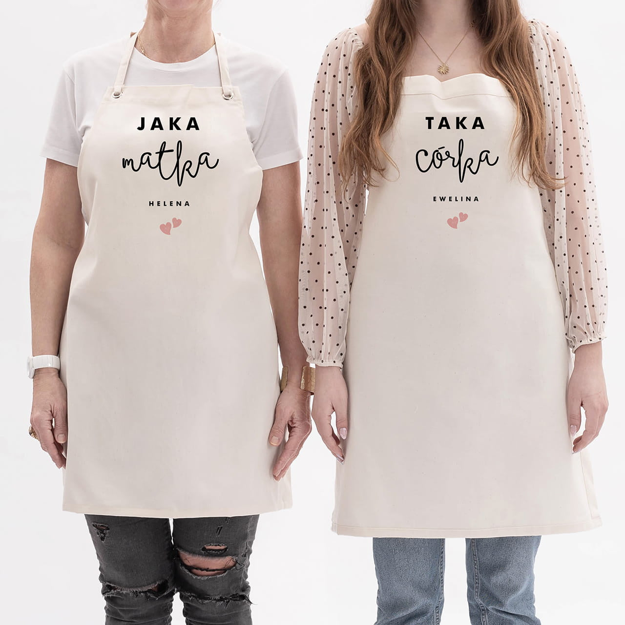 Komplet fartuchów dla mamy i córki z personalizacją fartuchy personalizowane prezent dla mamy i córki