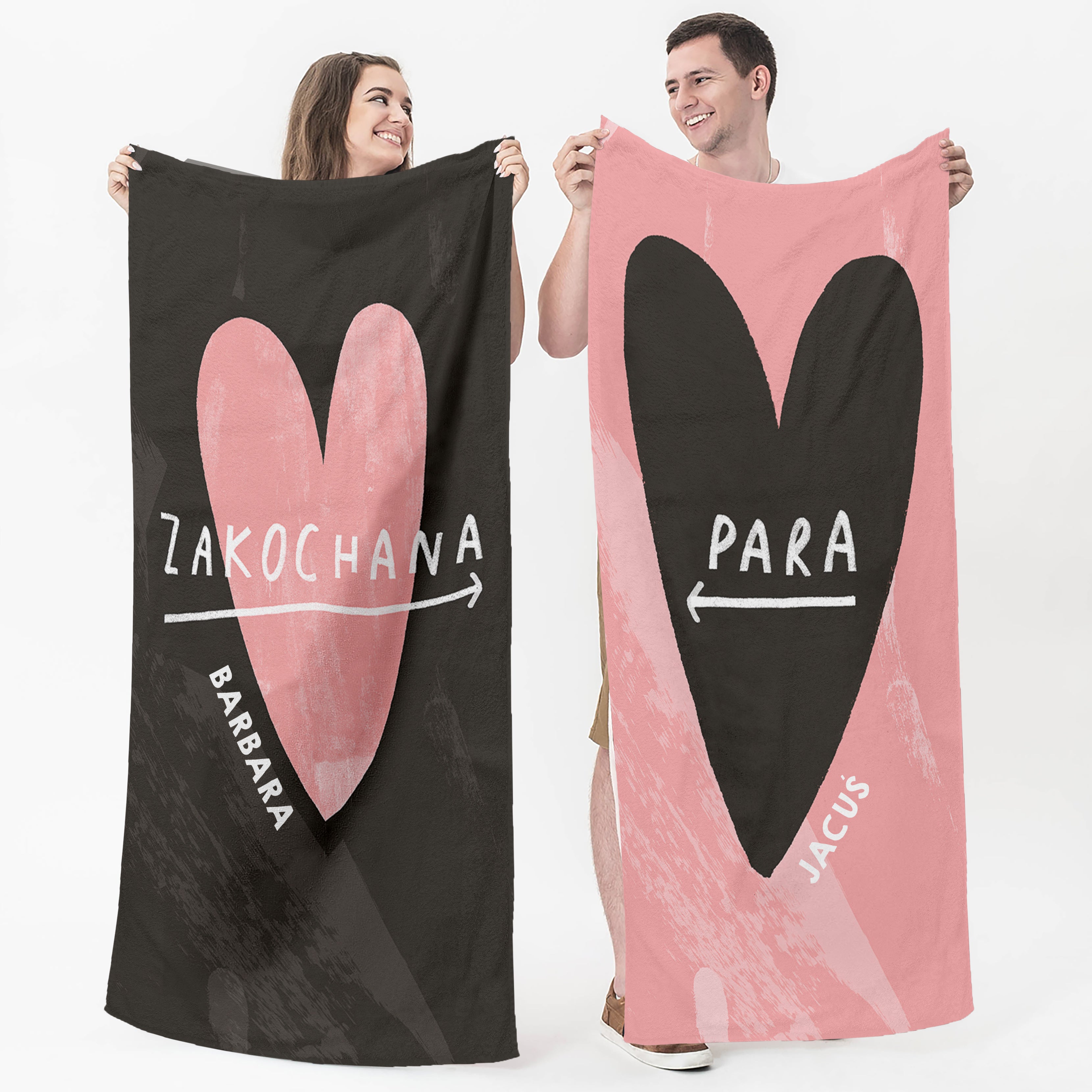 Zestaw personalizowanych ręczników na ślub - zakochana para