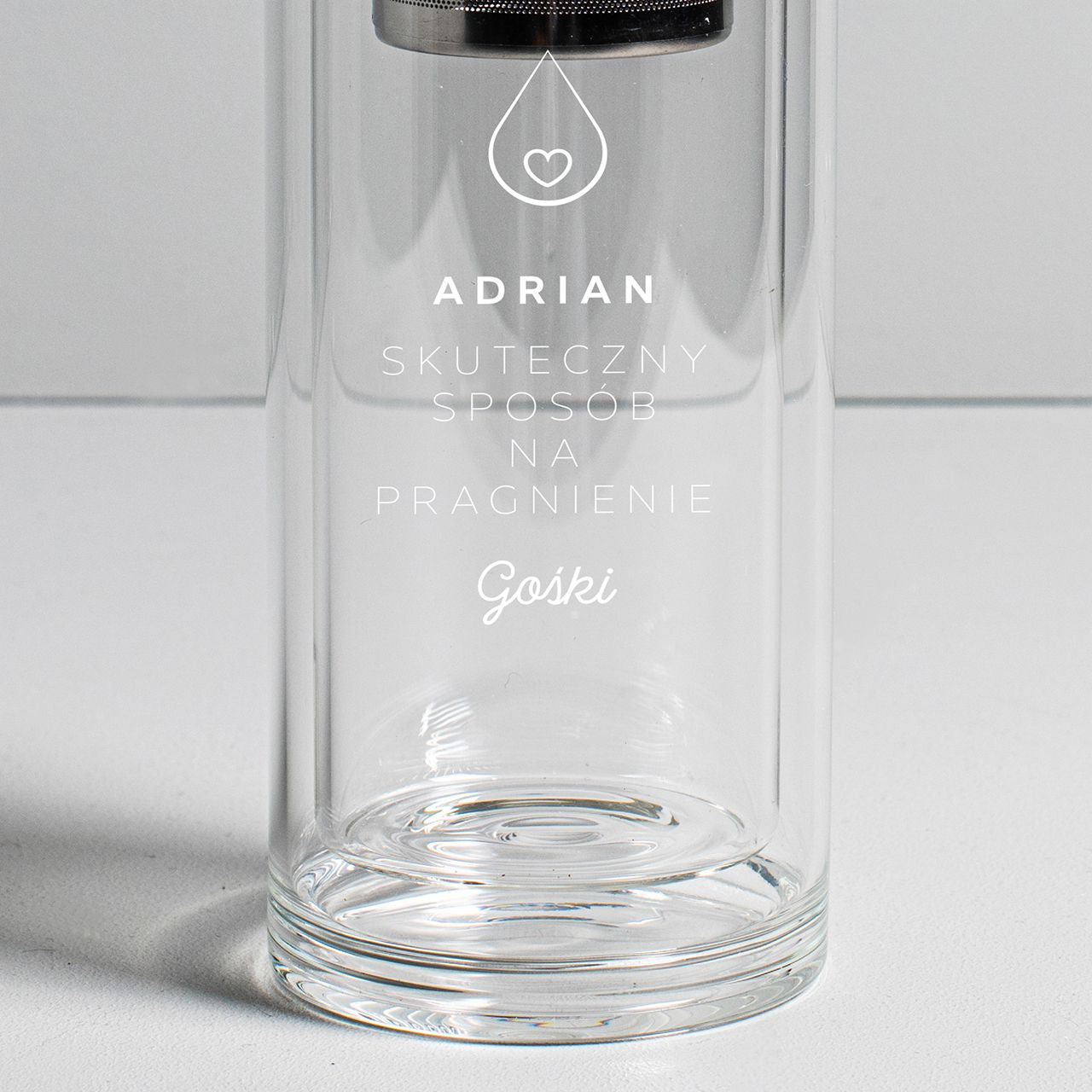 Szklany bidon personalizowany dla chłopaka prezent dla chłopaka prezent na dzień chłopaka bidon szklany