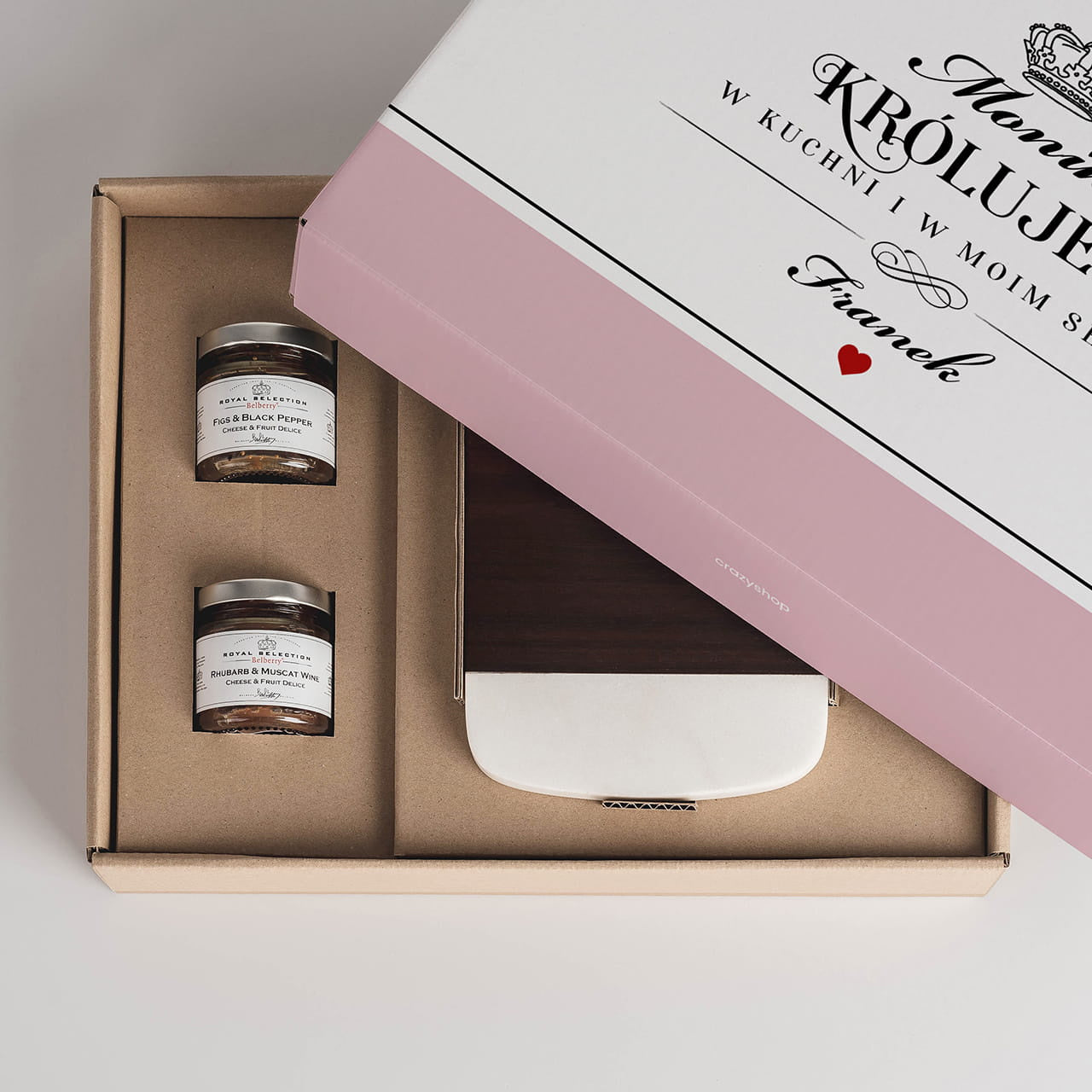 Deska i konfitury - zestaw prezentowy na urodziny dla żony zestaw konfitur prezent na urodziny dla żony