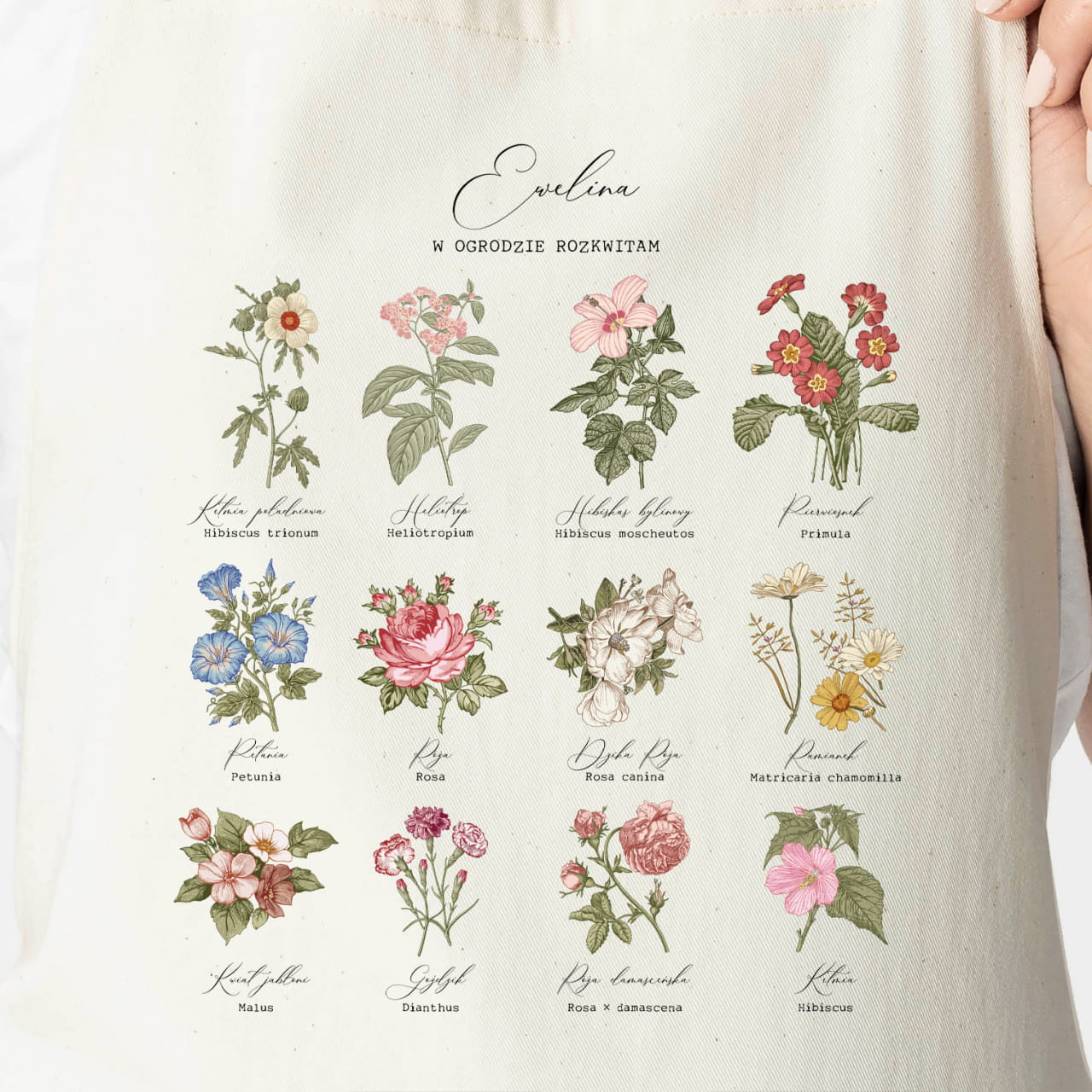 Fartuch z kwiatami - prezent dla miłośniczki roślin fartuch z nadrukiem prezent dla ogrodniczki