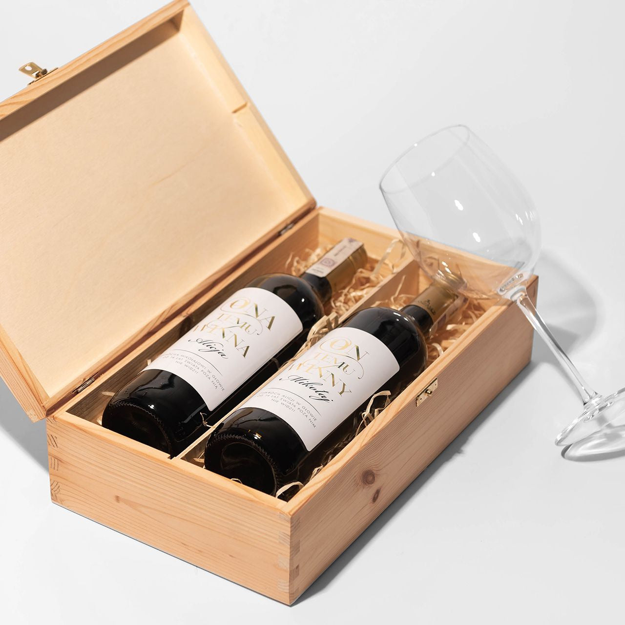 Personalizowana podwójna skrzynka na wino - elegancki prezent ślubny skrzynka na wina prezent dla pary młodej
