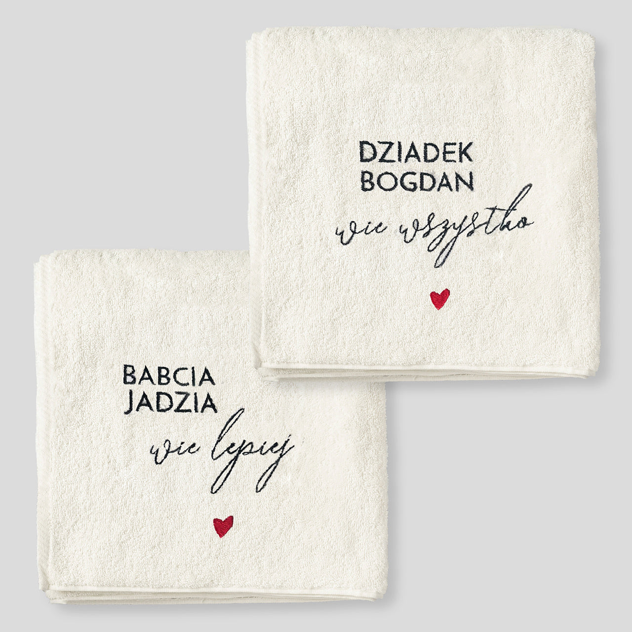 Ręczniki z haftem na prezent dla babci i dziadka