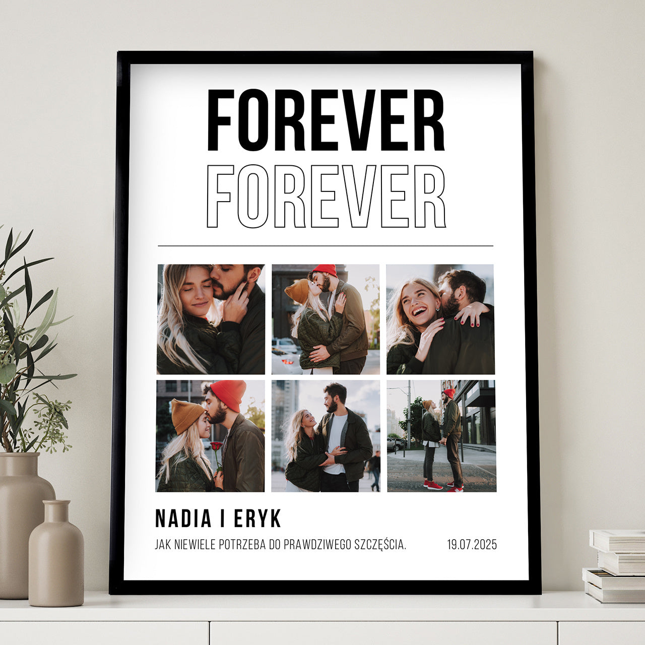 Plakat ze zdjęciami - prezent z okazji rocznicy ślubu personalizowany prezent dla pary