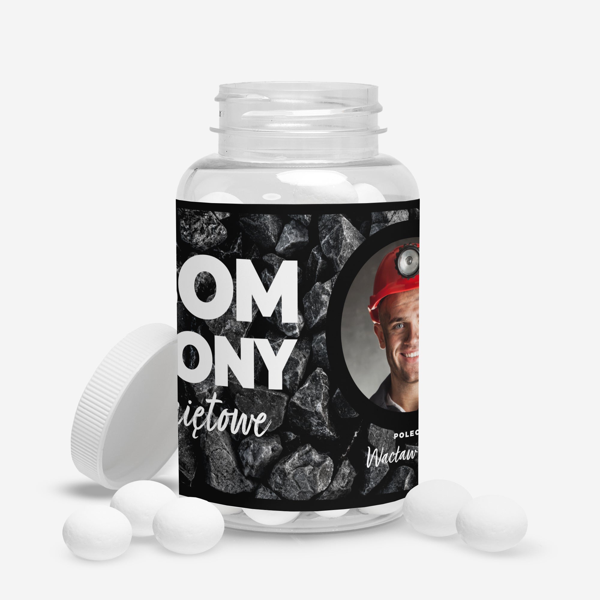 Drobny prezent na Barbórkę - personalizowane miętówki Bombony