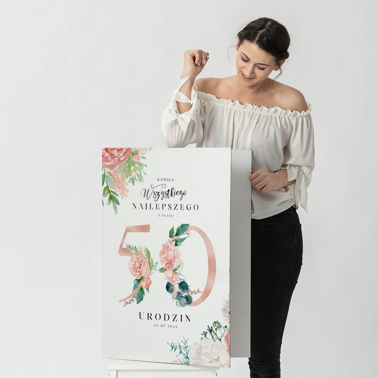 Personalizowana kartka na 50 urodziny dla kobiety upominek na 50 urodziny dla kobiety kartka personalizowana