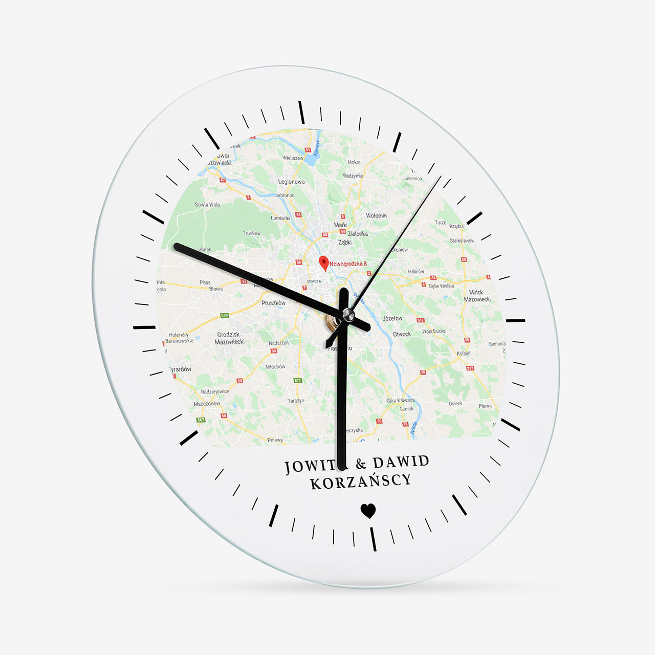 Zegar szklany z mapą na prezent do nowego domu