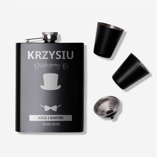 Personalizowana piersiówka - prezent podziękowanie dla świadka piersiówka dla świadka prezent dla świadka