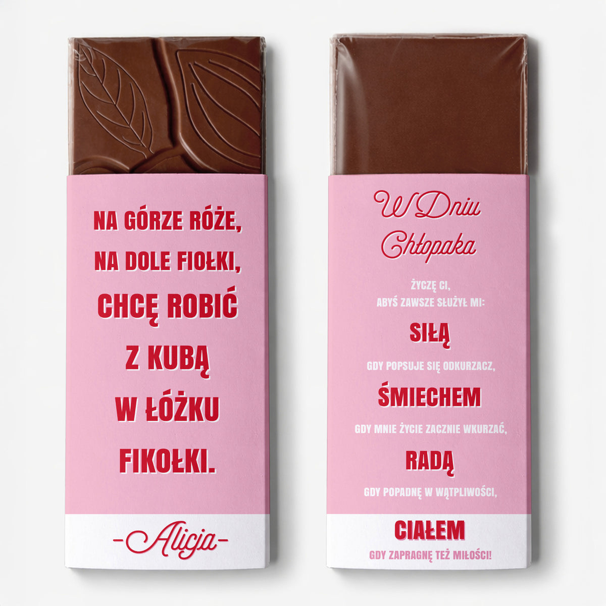 Śmieszny upominek na Dzień Chłopaka - czekolada personalizowana czekolada na Dzień Chłopaka 