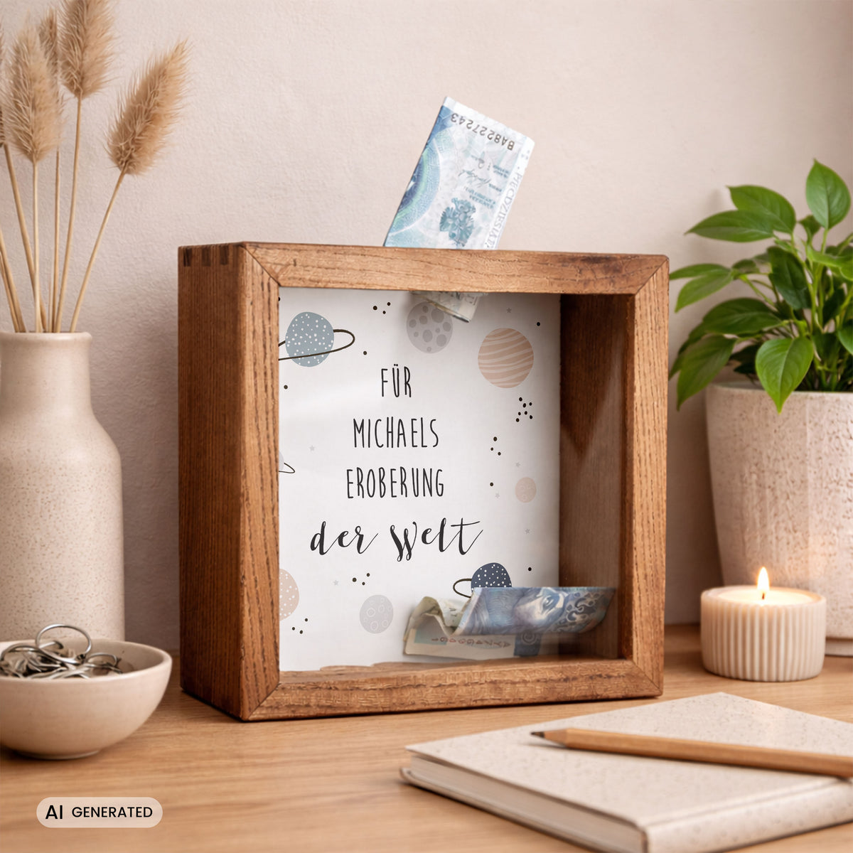 Spardose FÜR DIE EROBERUNG DER WELT - Geschenk für einen Jungen