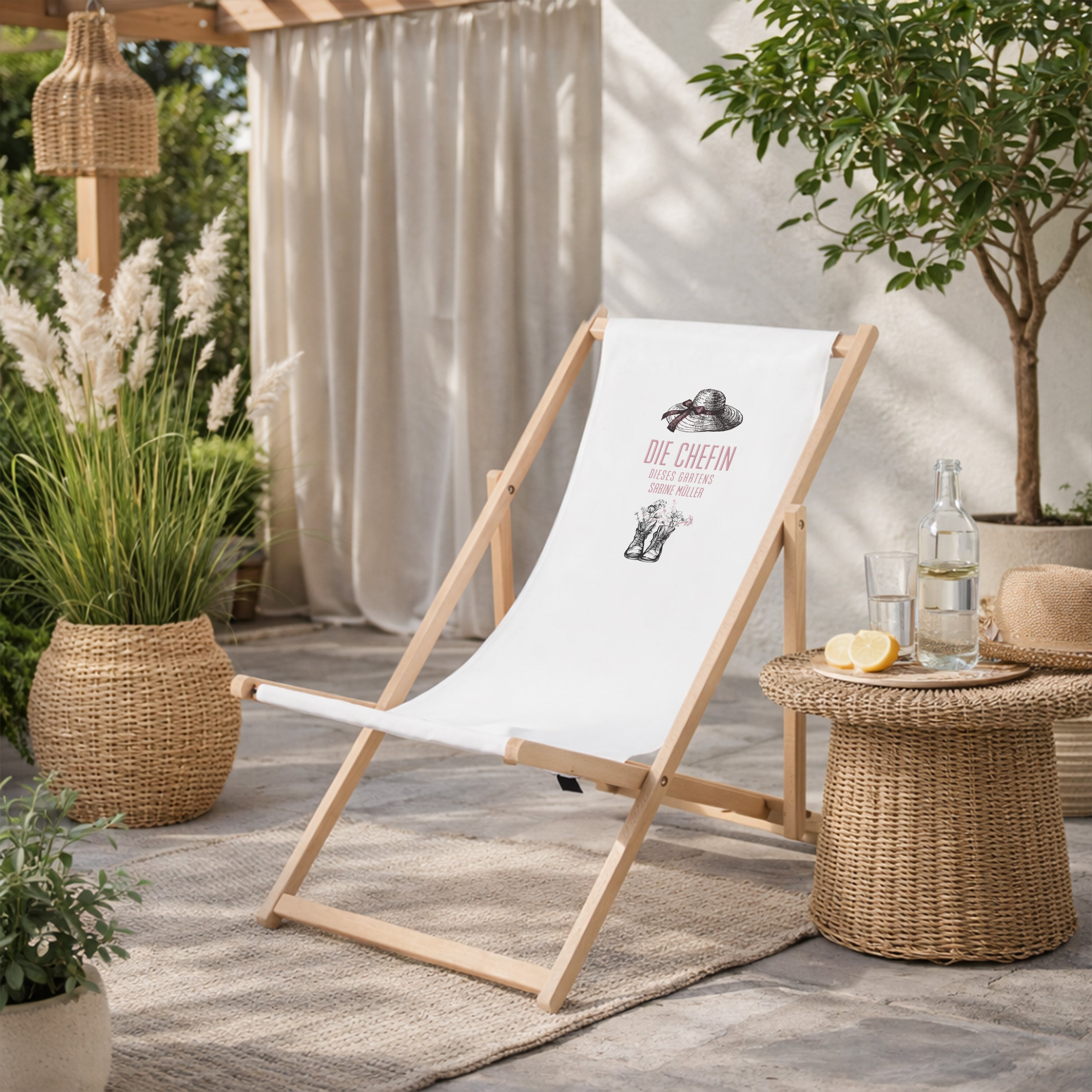 Personalisierter Liegestuhl - Geschenk für eine Gärtnerin