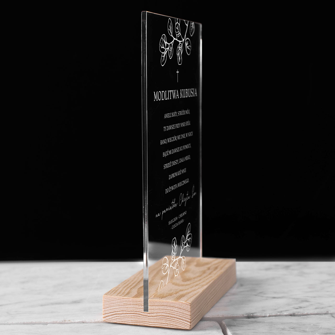 Statuetka z modlitwą - prezent na Chrzest statuetka personalizowana pamiątka chrztu świętego 