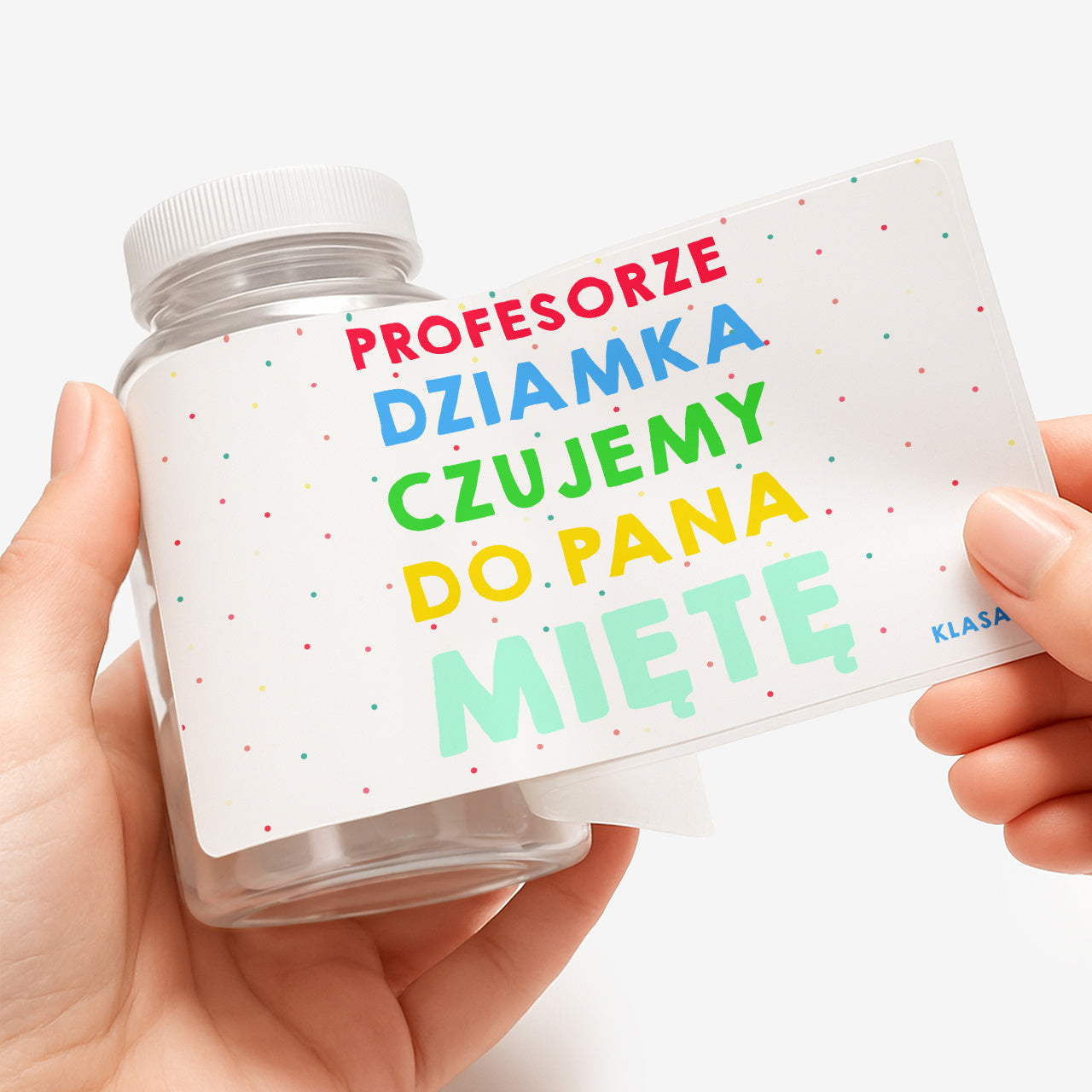 Opakowanie na miętówki/ cukierki z etykietą personalizowaną - upominek dla nauczyciela prezent dla nauczyciela