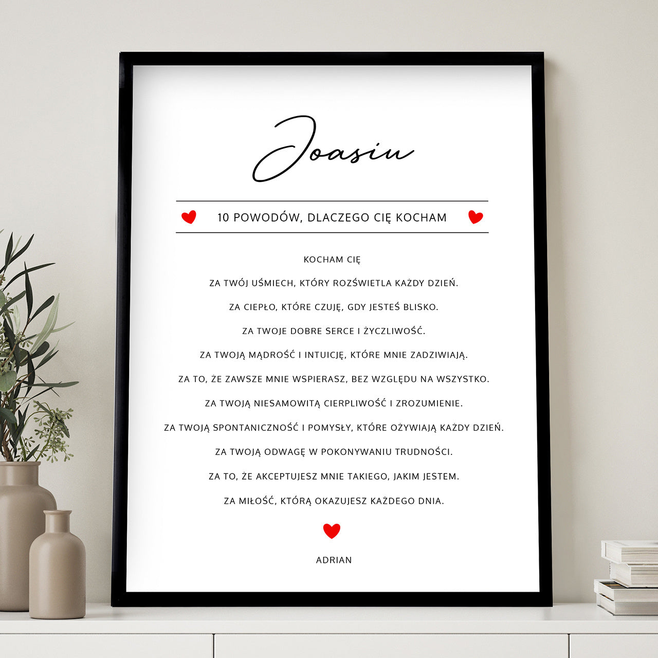 Personalizowany plakat - prezent na rocznicę związku romantyczny prezent dla niej prezent dla ukochanej