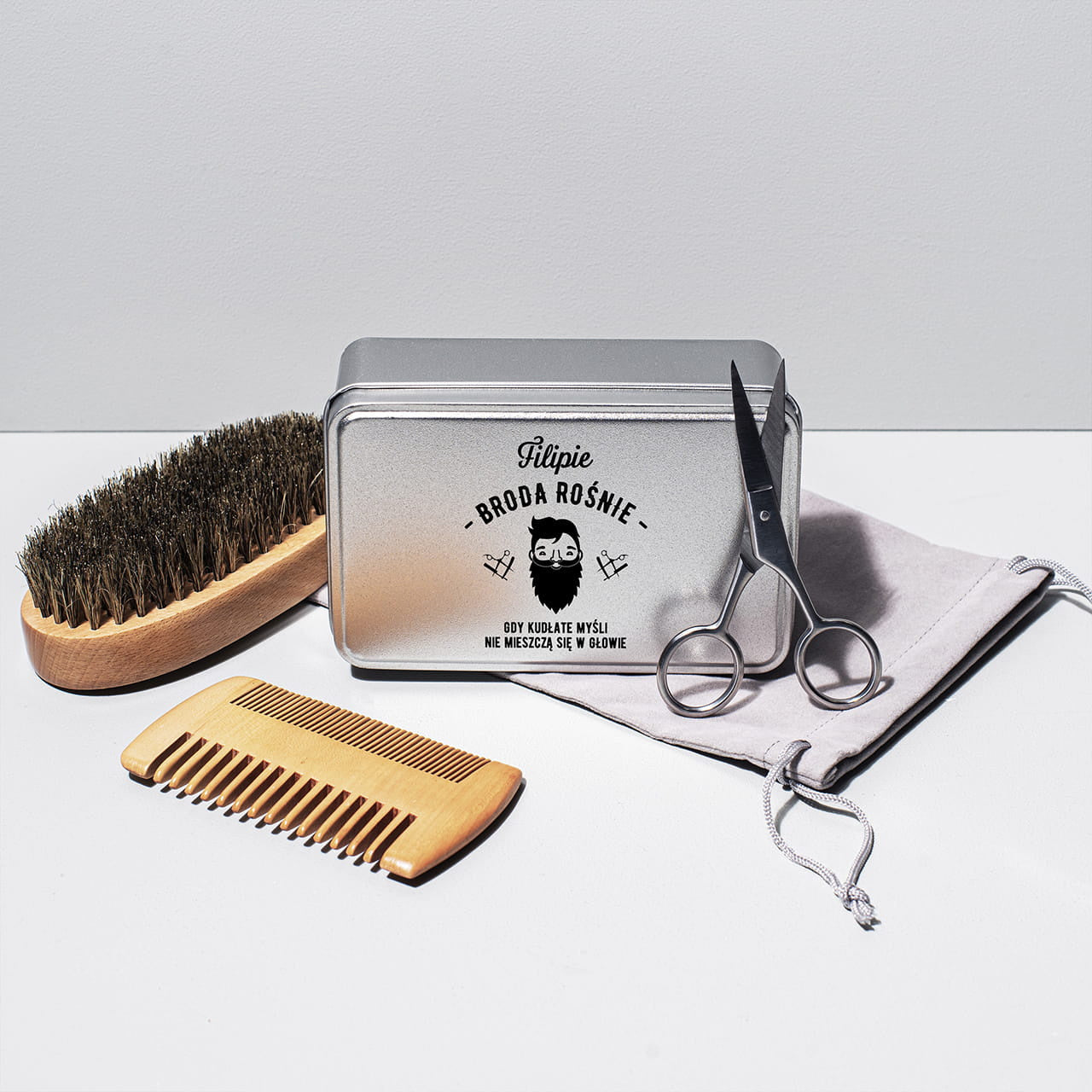 Akcesoria do brody - Kudłate Myśli - prezent dla kolegi prezent dla mężczyzny zestaw do pielęgnacji brody