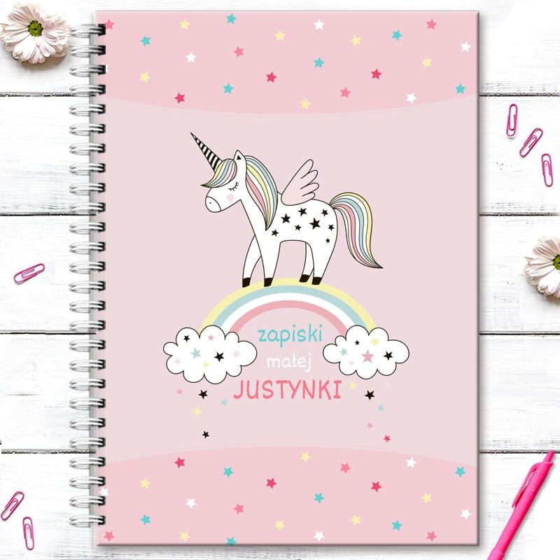 Personalizowany pamiętnik z jednorożcem dla dziecka prezent dla dziecka pamiętnik dla dziecka