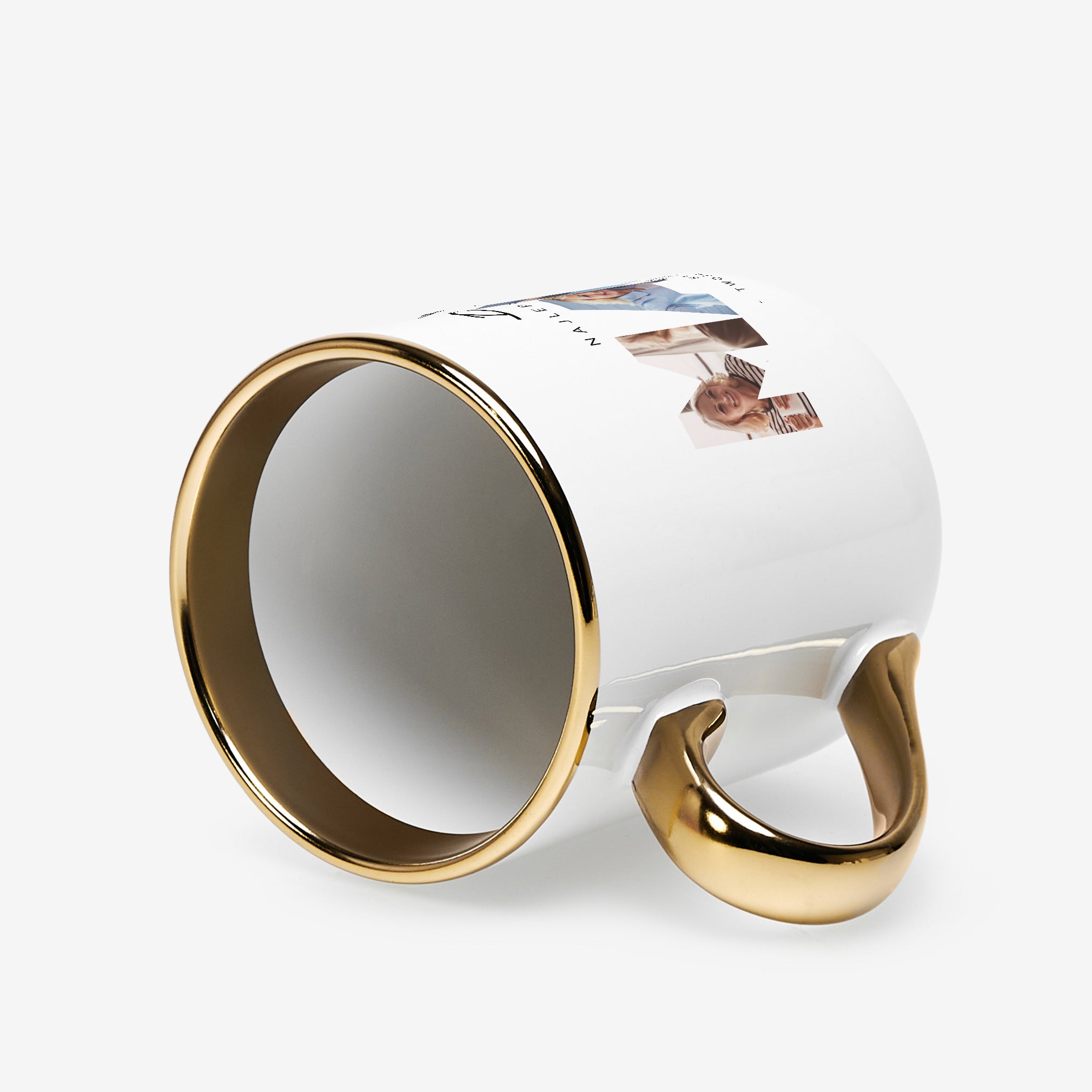 Kubek biało złoty ze zdjęciami - prezent dla mamy