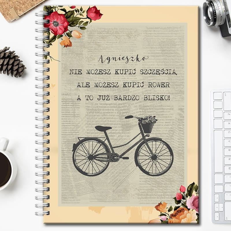 Personalizowany notes dla rowerzystki upominek dla rowerzystki prezent dla miłośniczki roweru