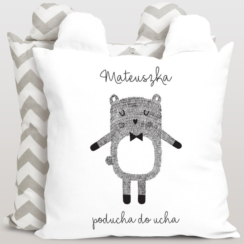 Personalizowana poduszka dziecięca z uszkami - misiek