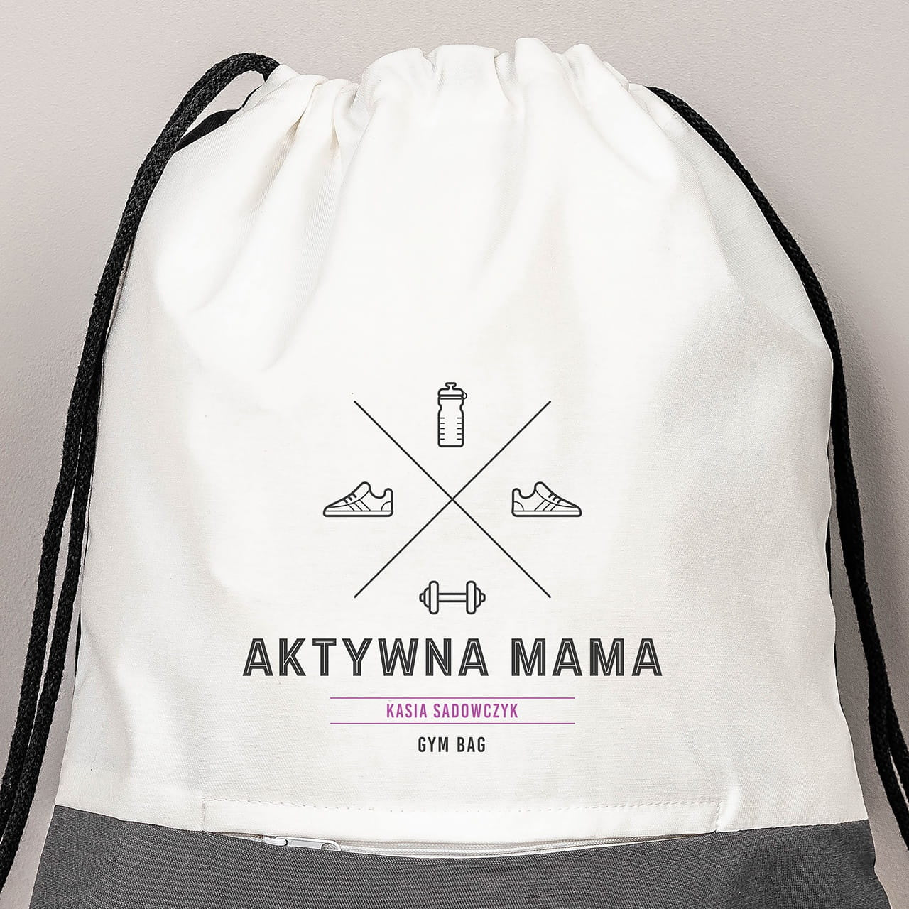 Personalizowany worek na plecy dla młodej mamy - aktywna mama