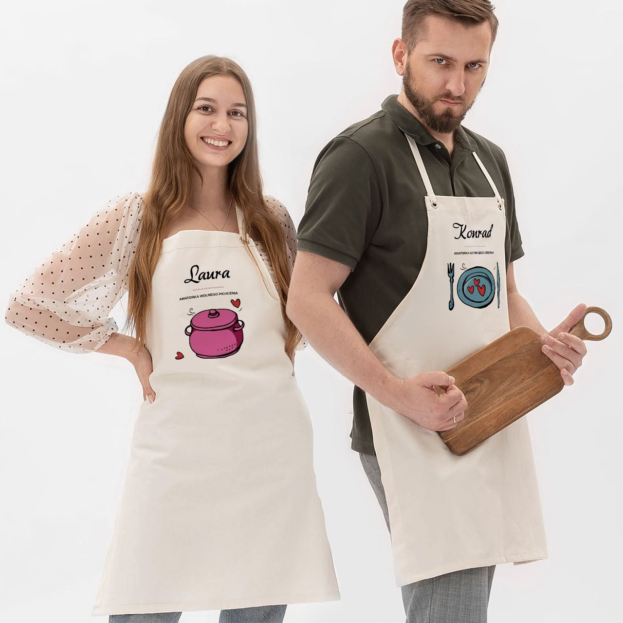 Komplet fartuchów na prezent ślubny komplet fartuchów fartuchy personalizowane prezent dla pary