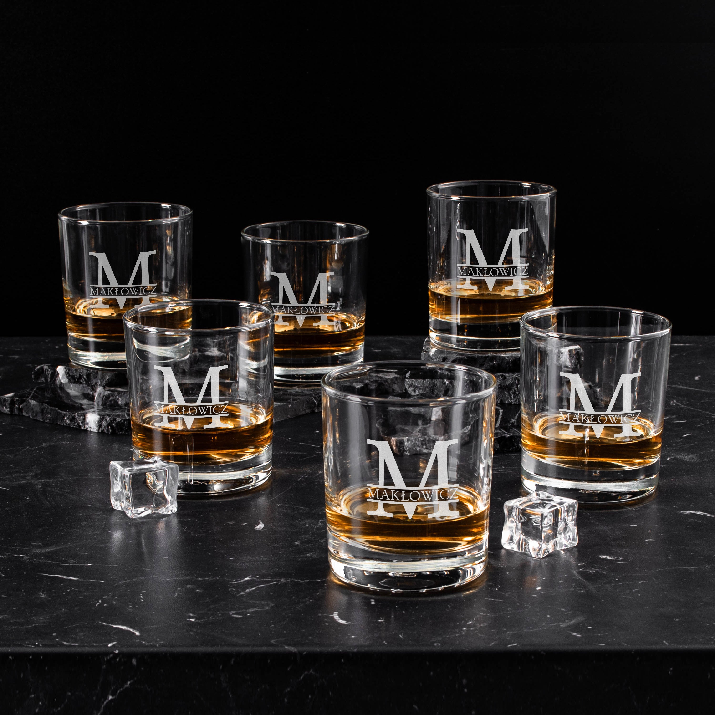 Zestaw szklanek do whisky na prezent urodzinowy - Monogram