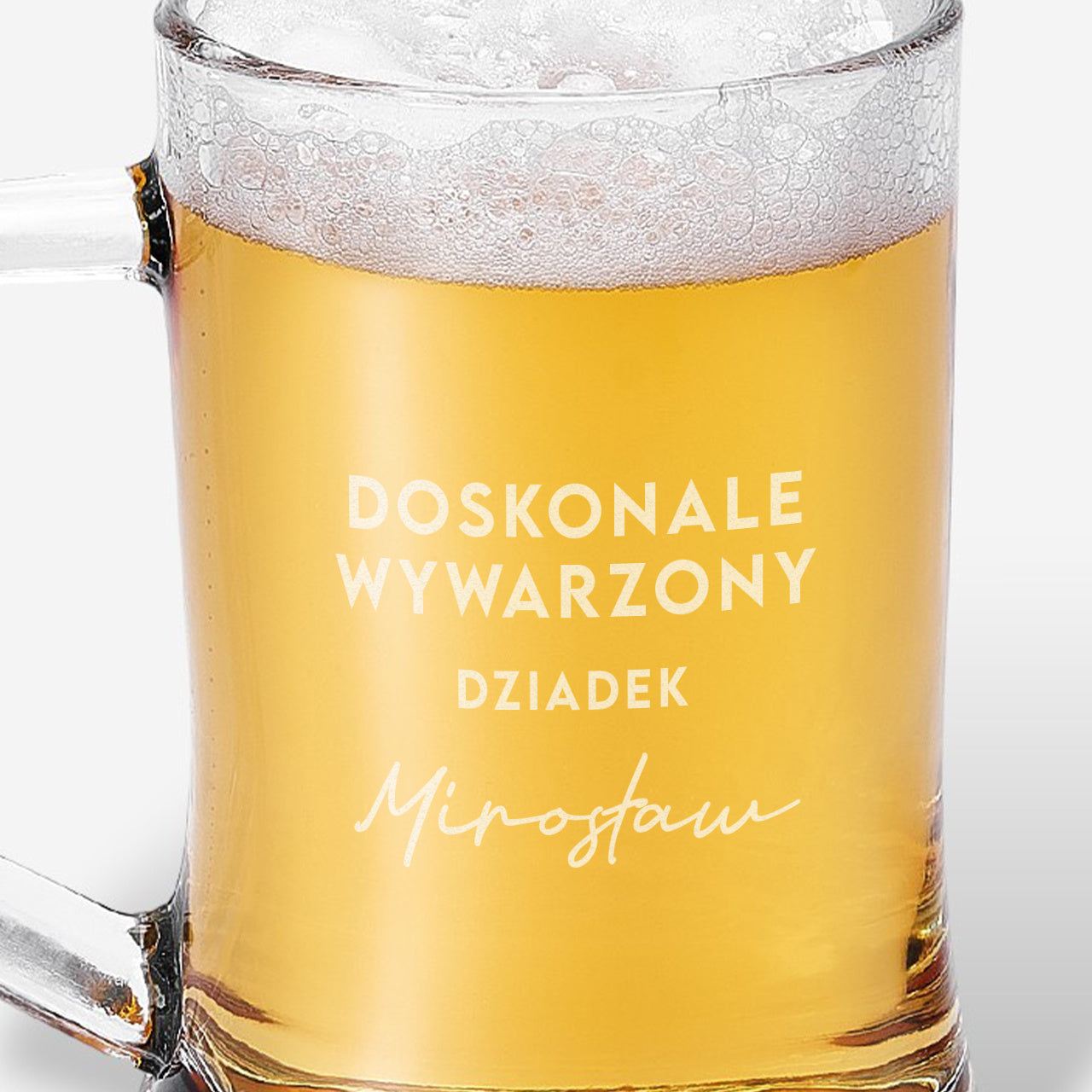 Grawerowany kufel do piwa - Doskonale Wywarzony - prezent dla dziadka piwosza prezent na Dzień Dziadka