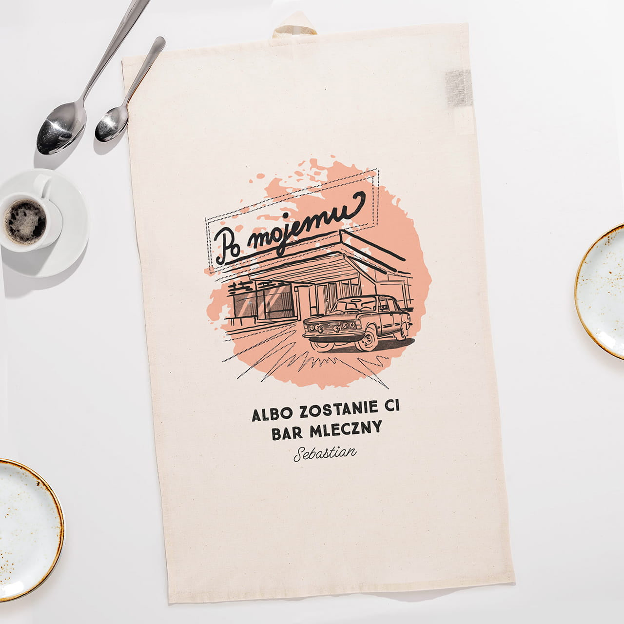 Personalizowany ręcznik kuchenny - prezent w stylu prl ręcznik z nadrukiem prezent prl ręcznik personalizowany