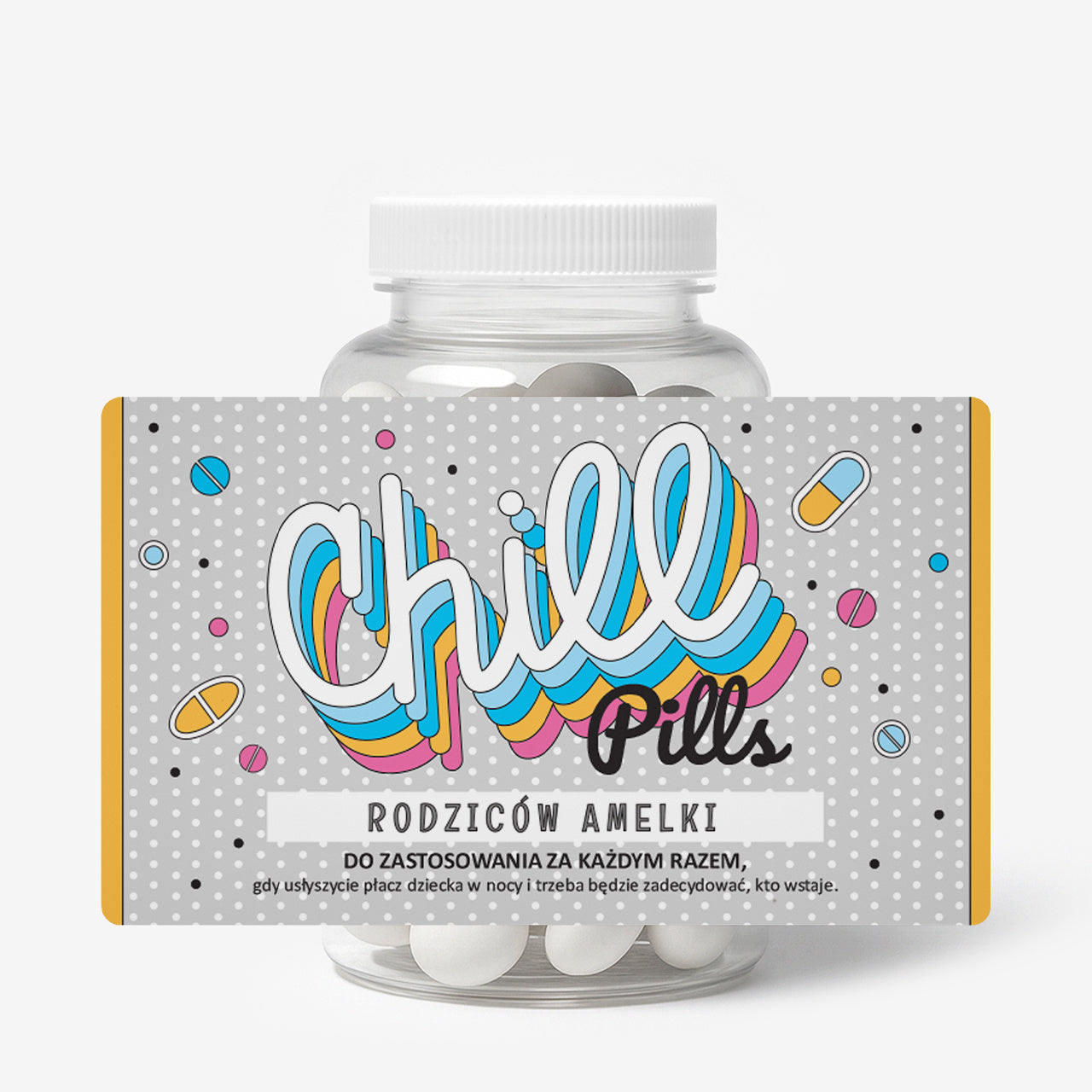 Opakowanie na miętówki/cukierki z etykietą personalizowaną - gratulacje z okazji narodzin dziecka