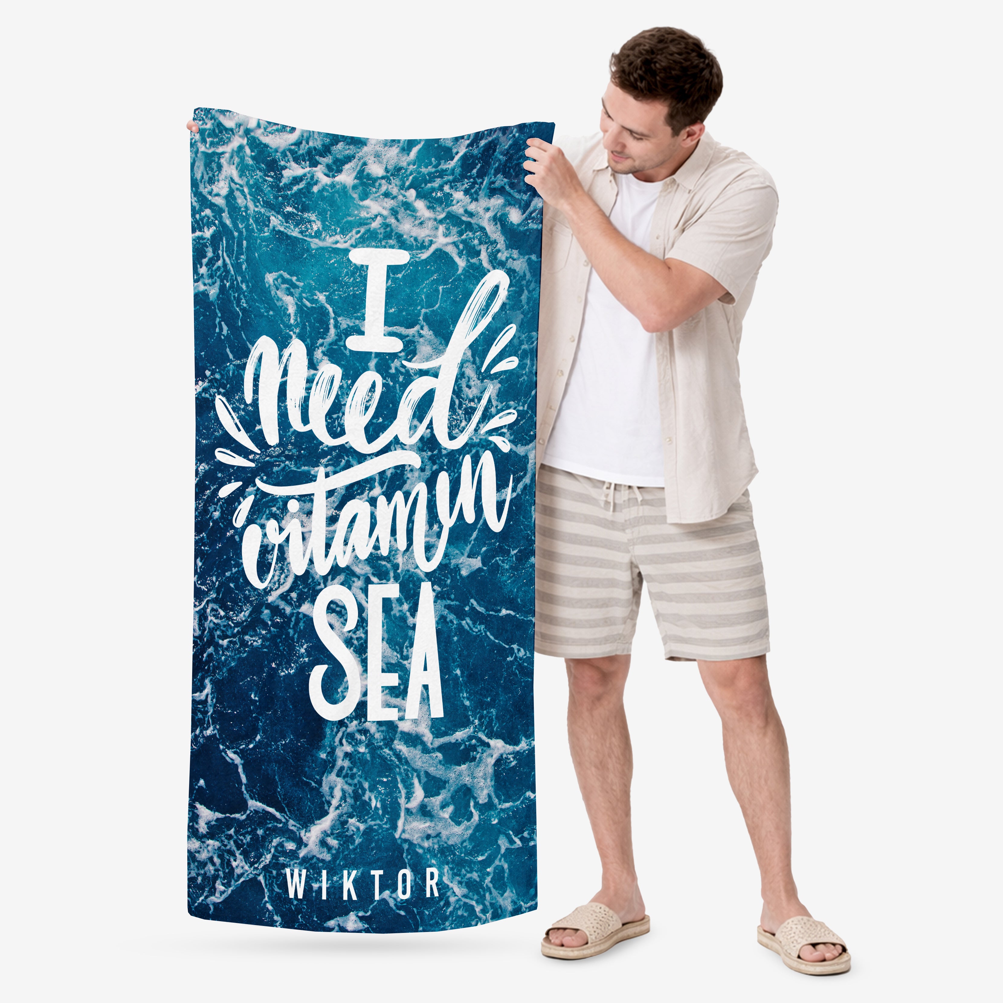 Ręcznik plażowy - prezent dla pływaka akcesoria na plażę ręcznik personalizowany ręcznik kąpielowy
