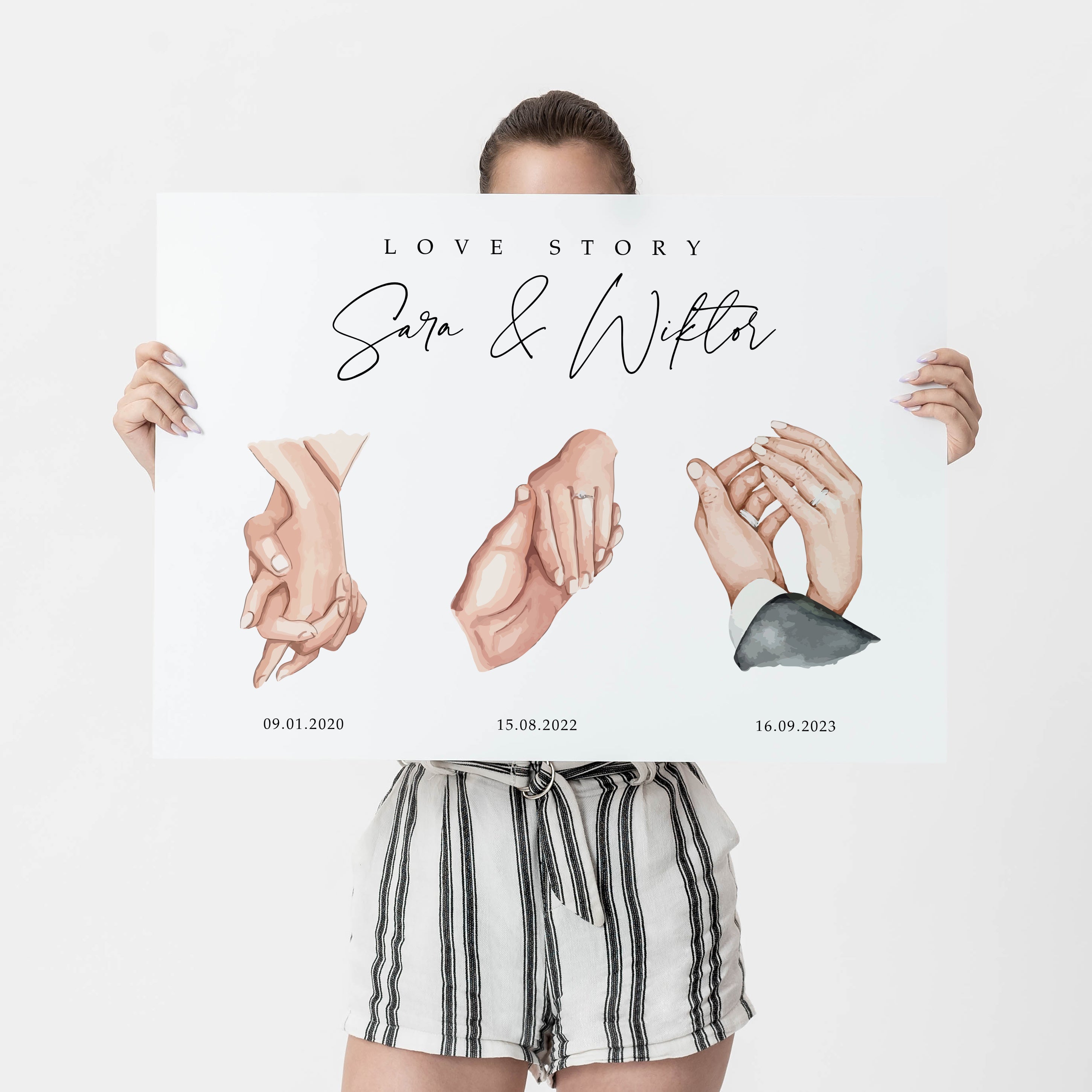 Personalizowany plakat ślubny Love Story - prezent dla pary prezent dla młodej pary prezent na ślub