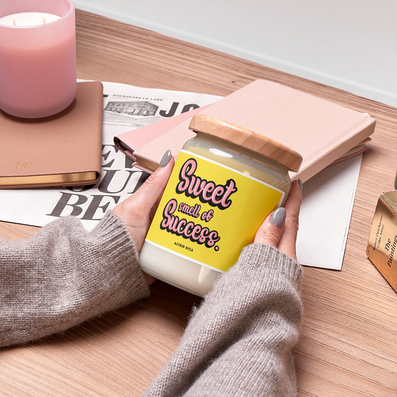 Personalizowana świeca naturalna SWEET SMELL OF SUCCESS prezent z okazji awansu  świeca naturalna
