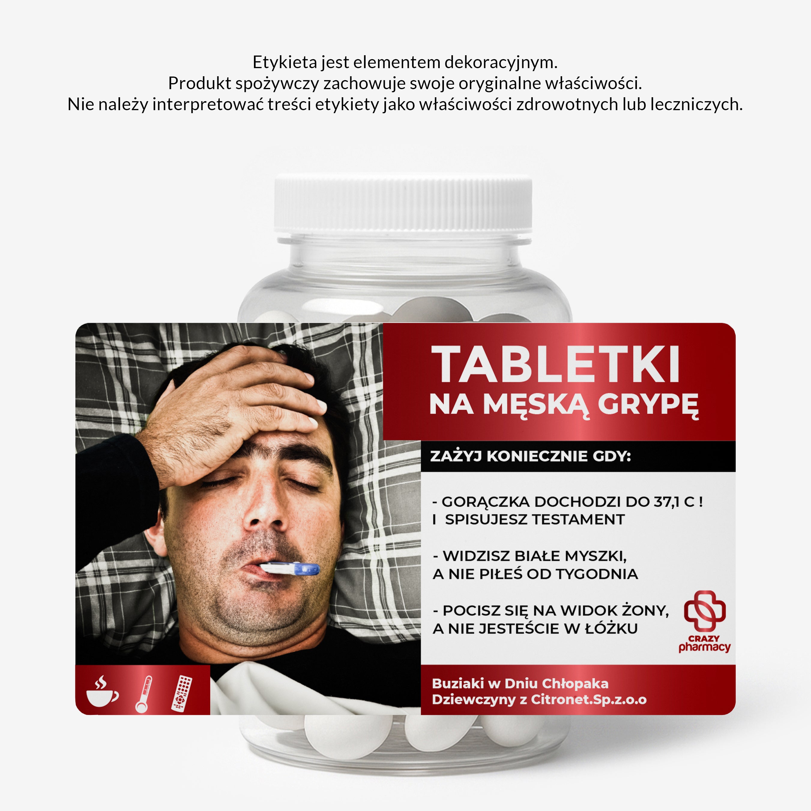 Zestaw prezentowy: miętówki + etykieta do naklejenia - upominek dla niego prezent na chłopaka cukierki miętowe