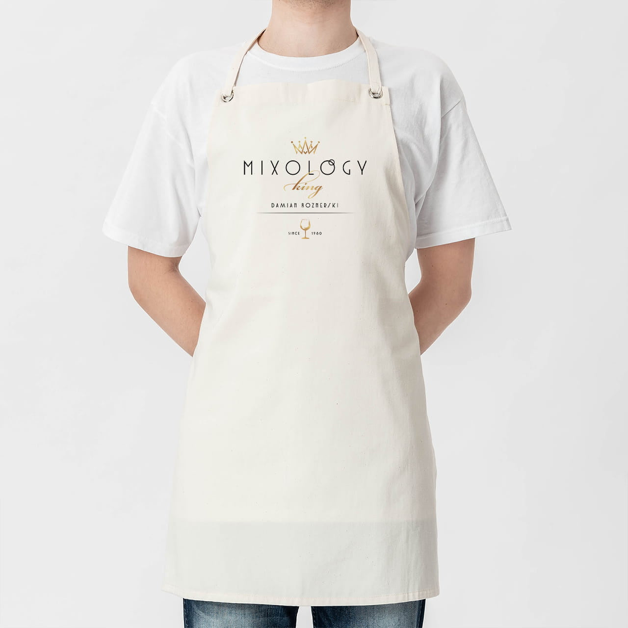 Personalizowany fartuch dla barmana - Mixology King prezent dla barmana fartuch personalizowany