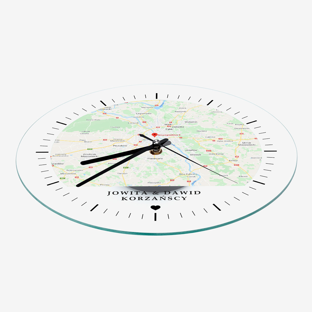 Zegar szklany z mapą na prezent do nowego domu