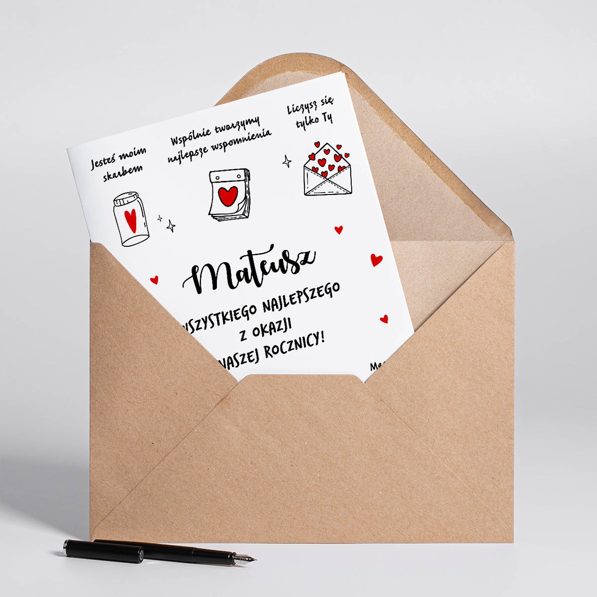 Duża kartka personalizowana dla męża - rocznica A4 kartka od żony upominek dla męża