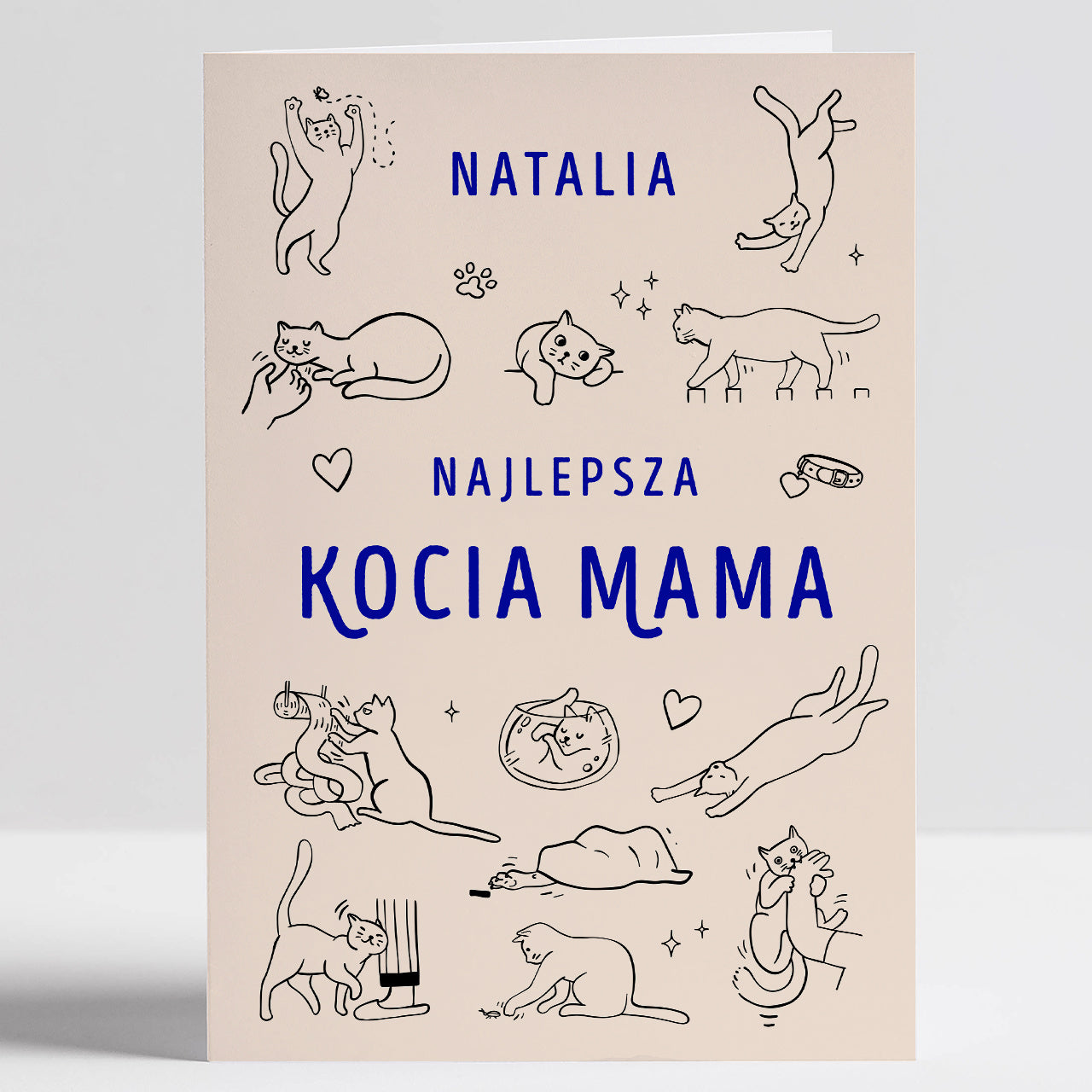 Kartka dla kociary - kocia mama pomysł na prezent dla kociary prezent dla kociej mamy prezent dla kociary