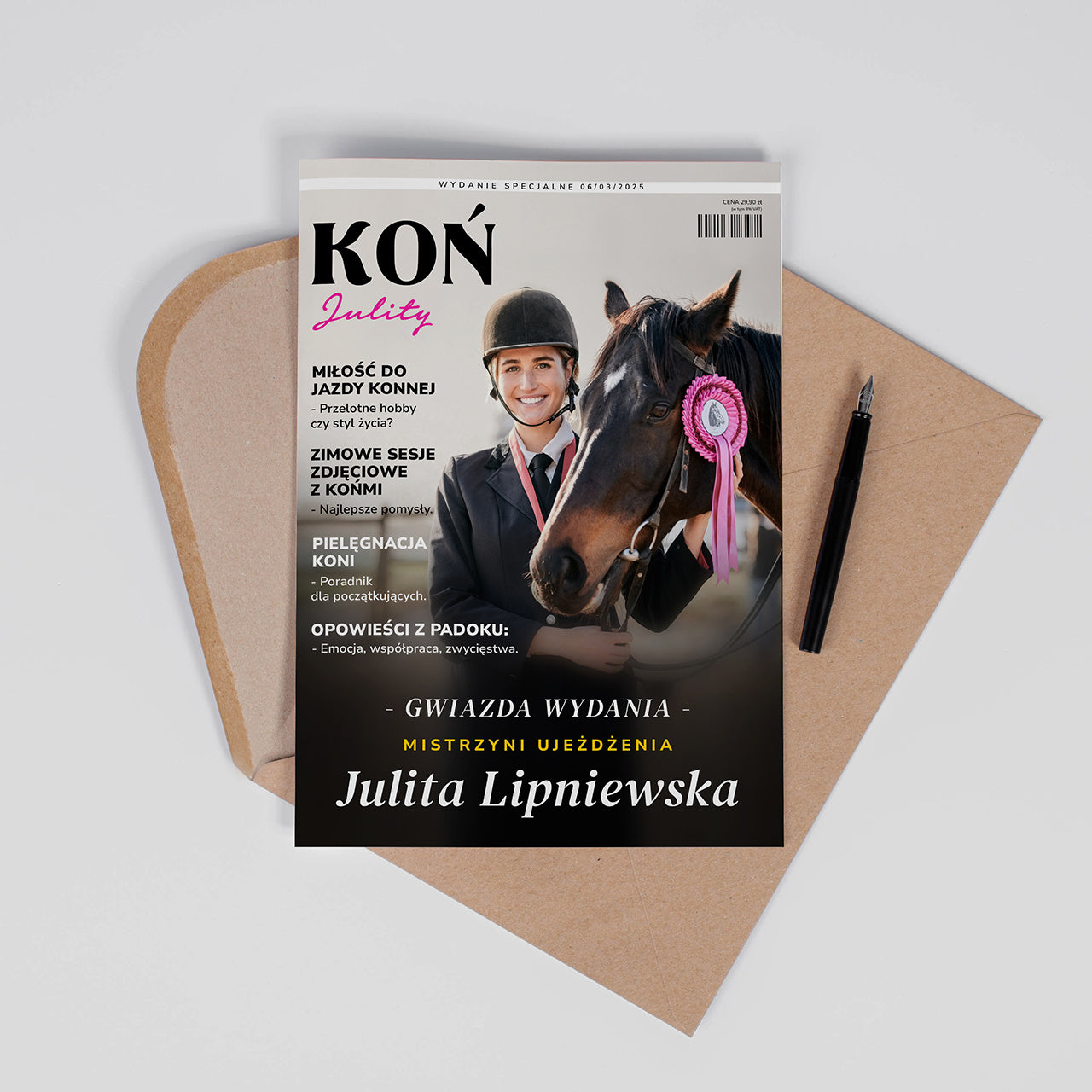 Personalizowana kartka dla koniary kartka z koniem kartka dla miłośniczki koni kartka urodzinowa z koniem