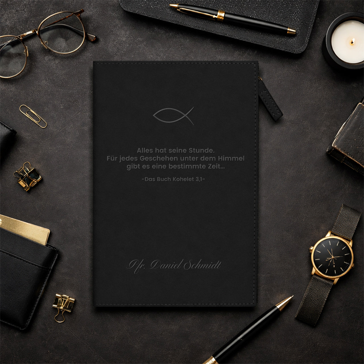 Graviertes Notizbuch- Geschenk für einen Pfarrer