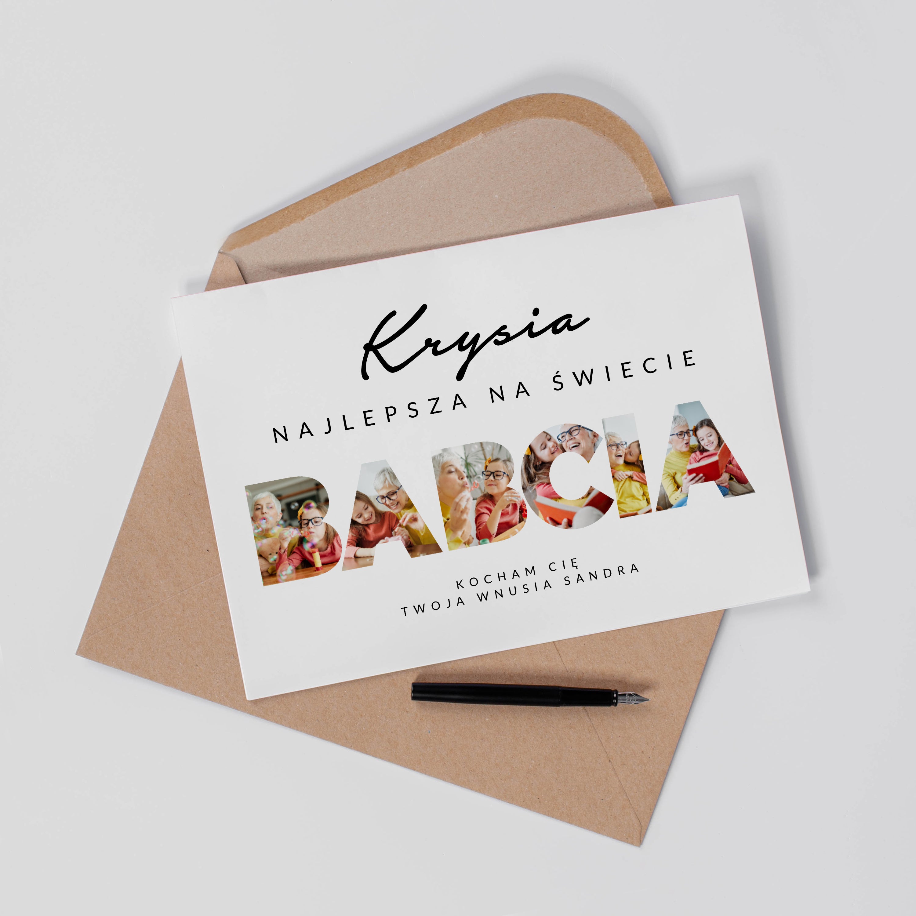 Personalizowana kartka ze zdjęciami na Dzień Babci A4