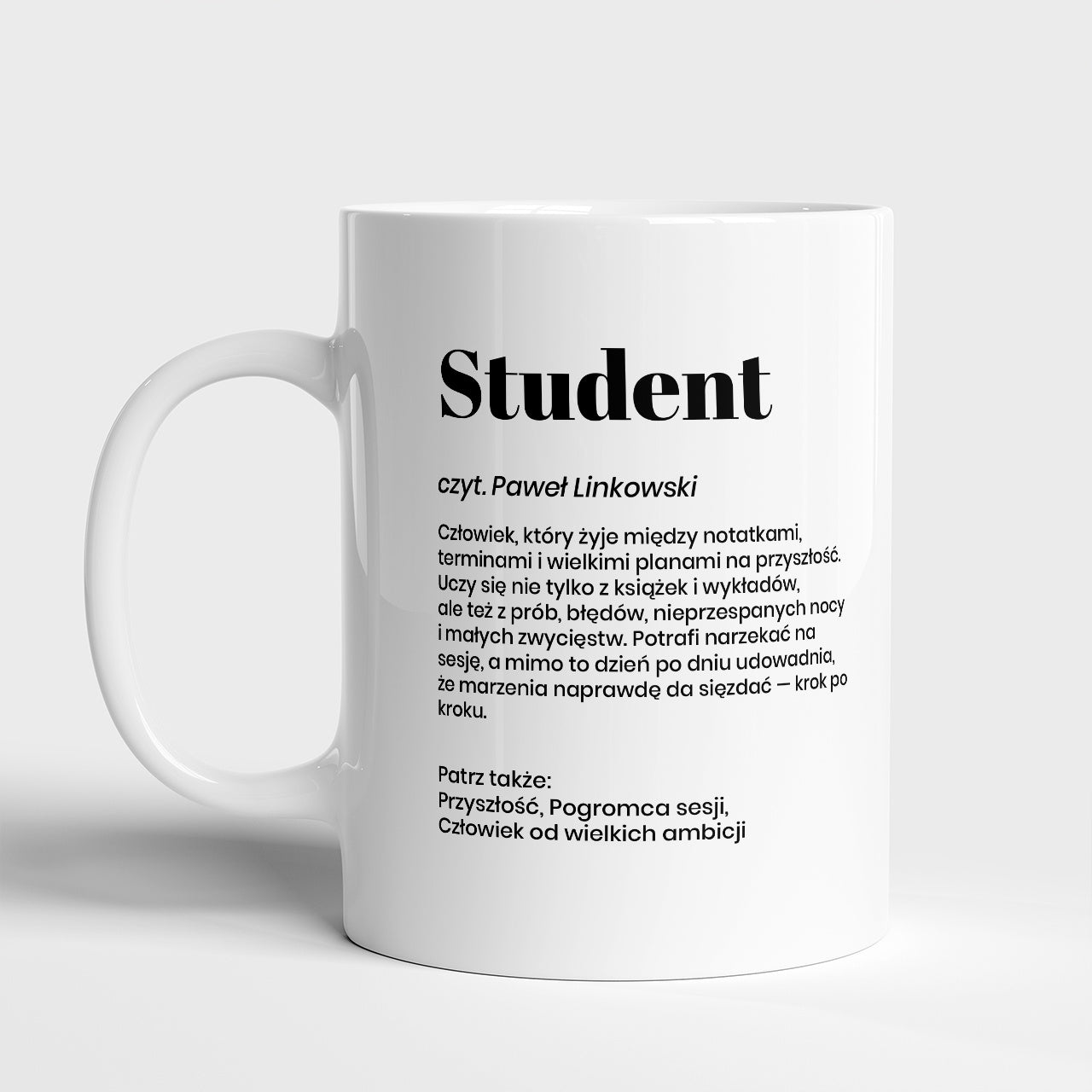 Kubek ceramiczny biały - personalizowany prezent dla studenta