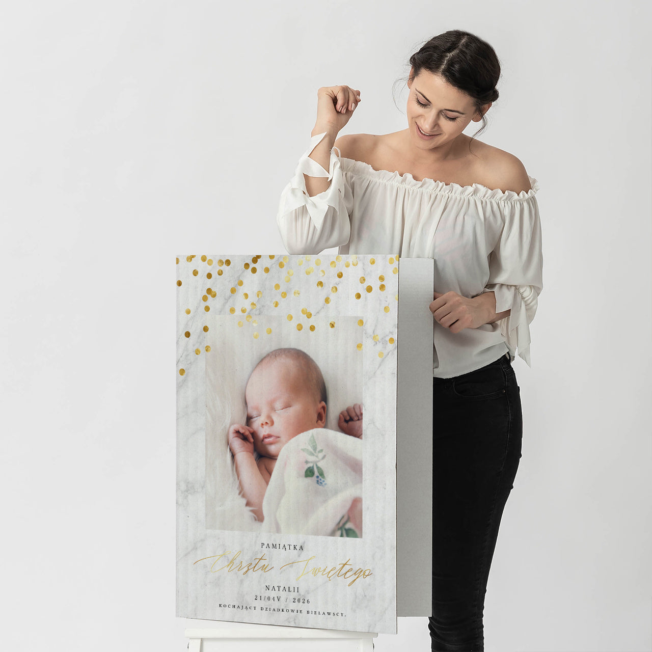 Personalizowana wielka kartka na Chrzciny chłopca - XXL