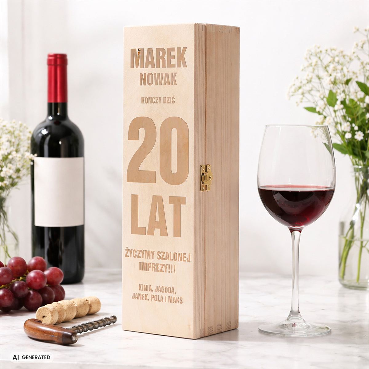Personalizowana skrzynka na alkohol - prezent na 20. urodziny